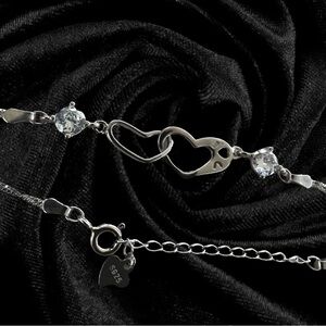 925 Sterling Double Heart elegant bracelet